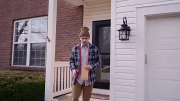 The quilted jacket plaid blue Tyler Joseph in the clip Level of Concern of Twenty one pilots