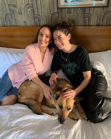 Crocodile Rock Tee worn by Michelle Monaghan on her Instagram account @michellemonaghan