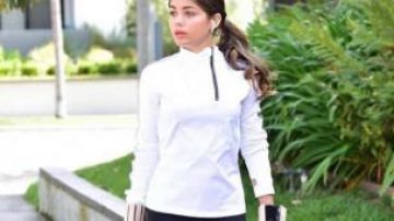 Blanc fermeture à Glissière Veste portée par Hannah Ann Sluss dans Le programme de Baccalauréat