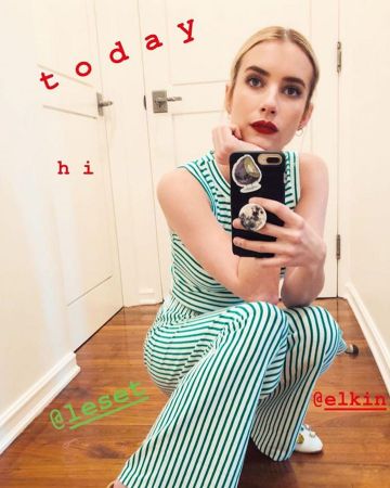 Tory Burch Crystal Flats porté par Emma Roberts, Instagram Histoires du 10 avril 2020