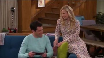 Boot Print Shirt Dress worn by Gemma (Beth Behrs) in The Neighborhood Season 2 Episode 20