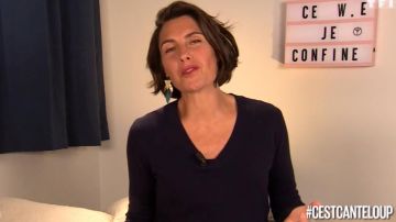 Le pull col V Oversize en 100% Ice Wool de Alessandra Sublet dans C'est Canteloup le 10.04.2020