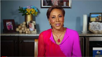 Prabal gurung Egan Deux Tons Bouton-Détaillée de la Soie-Mousseline de soie Chemisier porté par Robin Roberts sur Good Morning America, le 15 avril 2020