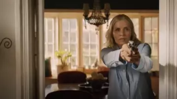 Blue & Navy Trim Pajama Set worn by Eve Raytek (Kim Dickens) in Briarpatch Season 1 Episode 10