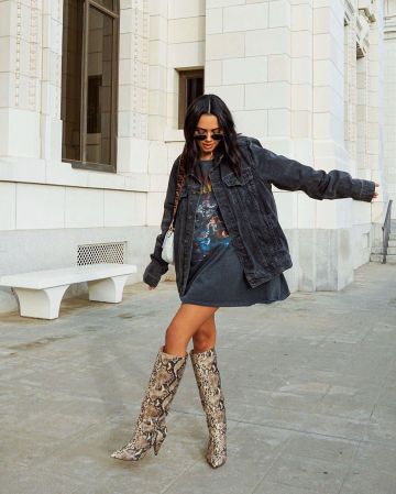 Topman Black Denim Jacket usado por Michelle Infusino en su cuenta de Instagram @michelleinfusino