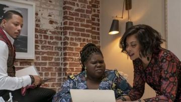 Imprimé géométrique Peplum Top portés par les témoins Lyon (Taraji P. Henson) dans l'Empire Saison 6 Épisode 17