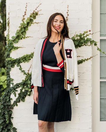 Cable Varsity Cardigan de Rach Parcell en la cuenta de Instagram @rachparcell