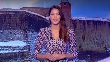 La robe imprimée de Iris Mittenaere dans Tirage du loto du 07 04 2020