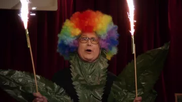 Rainbow afro wig worn by Pierce Hawthorne (Chevy Chase) in Community (S02E12)