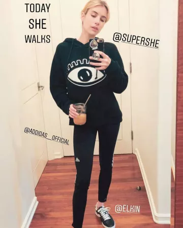 Pantalones de entrenamiento Adidas Tiro usados por Emma Roberts Instagram Stories 17 de abril de 2020