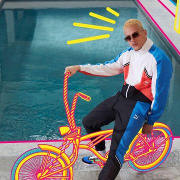 Le blouson tissé Puma porté par PLK sur son compte Instagram @plkpb 