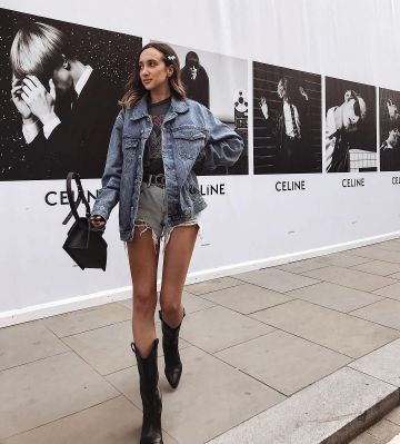 Chaqueta corta de mezclilla de Gabriele Gzimailaite en la cuenta de Instagram @gabrielegz