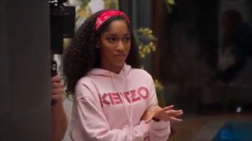 Pink Hoodie with Embroidery Logo worn by Drea Barris (Iman Benson) in #blackAF Season 1 Episode 4