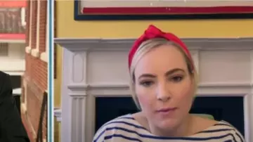 Eugenia Kim Karyn Knotted Satin Headband worn by Meghan McCain on The View April 21, 2020