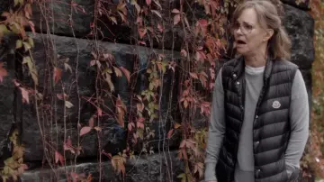 Moncler vest in black worn by Janice (Sally Field) as seen in Dispatches from Elsewhere (S01E09)