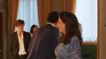 Blue wrap dress worn by Rebecca (Aisling Bea) in Love Wedding Repeat