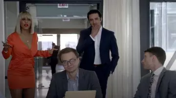 Red V Neck Satin Mini Dress worn by Giselle (Nicole Ari Parker) in Empire Season 6 Episode 18