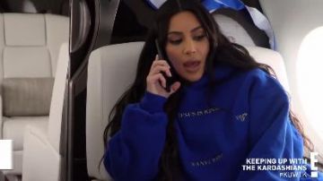 Blue Hood­ie worn by Kim Kardashian in Keeping Up with the Kardashians Season 18 Episode 5