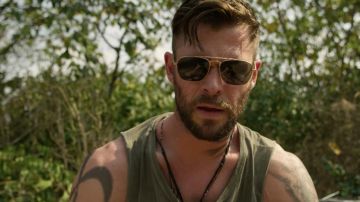 Gold aviator sunglasses worn by Tyler Rake (Chris Hemsworth) as seen in Extraction