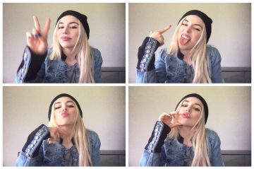 Light blue denim jacket worn by Ava Max on her Instagram account @avamax