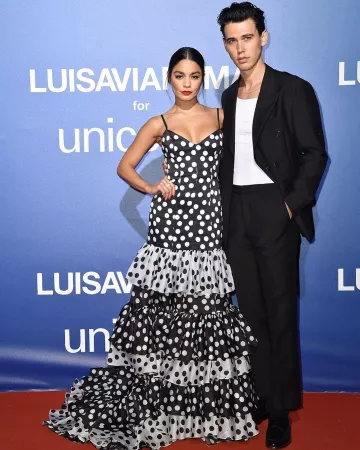 Carolina Herrera Tiered Pol­ka-Dot Silk-Or­gan­za Gown worn by Vanessa Hudgens on her Instagram account @vanessahudgens