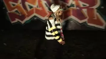 Charles Jeffrey Loverboy Slashed Stripe Pan­el Jumper worn by Lil Wayne in his Piano Trap & Not Me (Official Music Video)