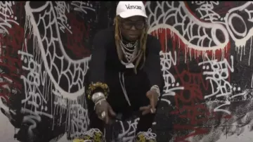 Versace Vin­tage Lo­go Cap in white worn by Lil Wayne in his Piano Trap & Not Me (Official Music Video)