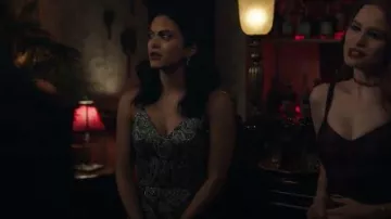 Anette Deep Pleat Par­ty Dress worn by Veronica Lodge (Camila Mendes) in Riverdale Season 4 Episode  18