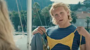 Yellow Crochet Bikini Top held by Young Bill (Josh Dylan) in Mamma Mia! Here We Go Again