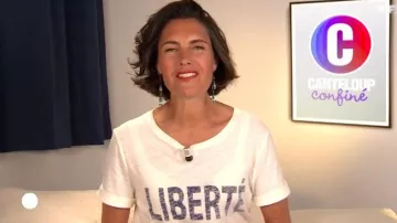 Le t-shirt col rond 'Liberté' de Alessandra Sublet dans C'est Canteloup le 01.05.2020