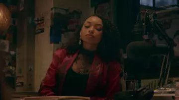 Red leather jacket worn by Samantha White (Logan Browning) as seen in Dear White People S02E08