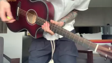 Navy Blue Street Wear Joggers worn by Machine Gun Kelly in his I Think I'm OKAY - Guitar Tutorial YouTube Video