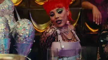 Leather harness bra w/ tassles of Doja Cat in her Boss Bitch Music video