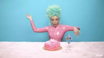 Pink Latex one piece wet jumpsuit worn by Doja Cat in Go To Town (Official Music Video)