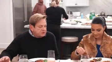 Blue TShirt worn by Kim Kardashian in Keeping Up with the Kardashians Season 18 Episode 6