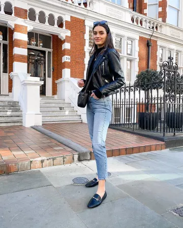 River Island Veste en Faux Cuir de Patricia sur l'Instagram account @peexo