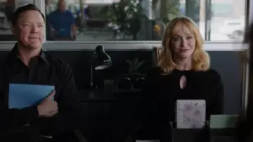 Key­hole Turtle­neck Sweater worn by Beth Boland (Christina Hendricks) in Good Girls Season 3 Episode 11