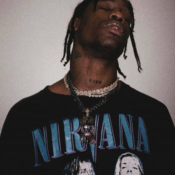 La camiseta de Nirvana que travis scott usó en la cuenta de Instagram de @travisscottdagoat 