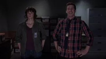 Red and black plaid shirt worn by Jake Peralta (Andy Samberg) in Brooklyn Nine-Nine (S05E17)