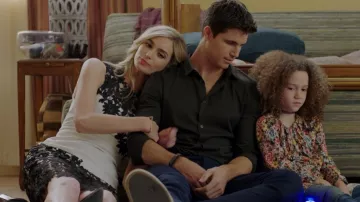 The white dress with black lace by Ingrid Kannerman (Allegra Rose Edwards) in the Upload (S01E04)