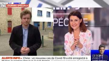 The printed shirt hot air balloon Sandra Gandouin in BFMTV-non stop