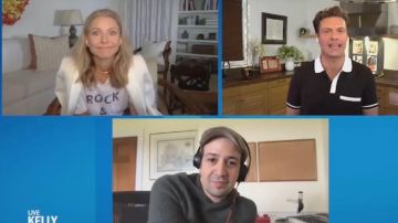 Zadig & voltaire Graph­ic Linen Tee worn by Kelly Ripa on LIVE with Kelly and Ryan May 8, 2020