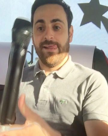 The grey polo Lacoste worn by Camille Combal on his account Instagram @camillecombal