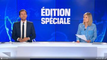 The blue shirt printed Karine Of Ménonville on BFMTV