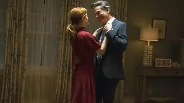 Fancy burgundy red dress worn by Zoey Clarke (Jane Levy) as seen in Zoey's Extraordinary Playlist (Season 1)