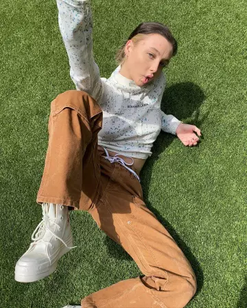Eckhaus Latta Speckle Print Turtleneck worn by Emma Chamberlain on her Instagram account @_emmachamberlain