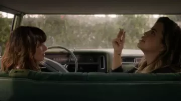 Rose Gold Bar Earrings worn by Michelle (Natalie Morales) in Dead to Me Season 2 Episode 6