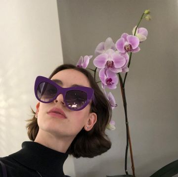 Stella McCartney Violet Lunettes de soleil portées par Brigette Lundy-Paine sur son Instagram account @briiiiiiiiiig