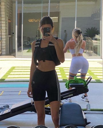 Adidas Originals Bike Shorts worn by Kendall Jenner Instagram Story May 13, 2020