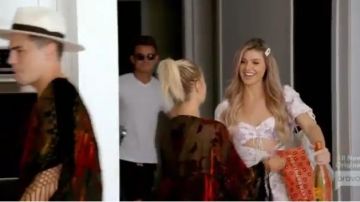 Pur­ple Flo­ral Ruched Dress worn by Raquel Leviss in Vanderpump Rules Season 8 Episode 19